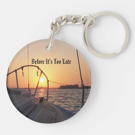 Zonsondergang zeilboot tweezijdig sleutelhanger (Achterkant)