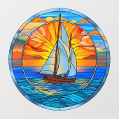 Zonsondergang Zeilen In de Horizon Faux Glas in lo Raamsticker (Vel)