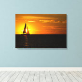 zonsondergang zeilen op meer canvas afdruk (Insitu (Houten vloer))