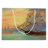 Zonsondergang zeilschepen Nautische thema geschenk Groot Cadeauzakje (Achterkant)