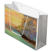 Zonsondergang zeilschepen Nautische thema geschenk Groot Cadeauzakje (Voorkant Gekanteld)