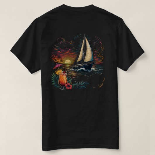 Zonsondergang Zeiltocht T-shirt (Design achterkant)