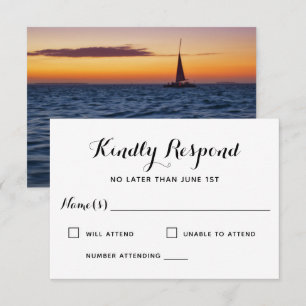 Zonsondergang Zeilvaart Moderne Naamse Huwelijks R RSVP Kaartje