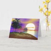 Zonsondergang Zeilverjaardag Kaart (Gele Bloem)