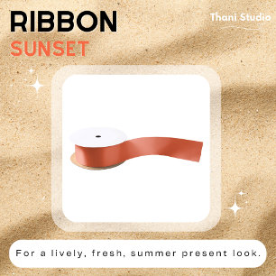 Zonsondergang Zomer Sinaasappel Eenvoudig Vlak Mod Satijnen Lint