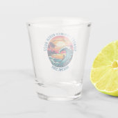 Zonsondergang Zomer Strand Buzz- Shot Glas (Achterkant)