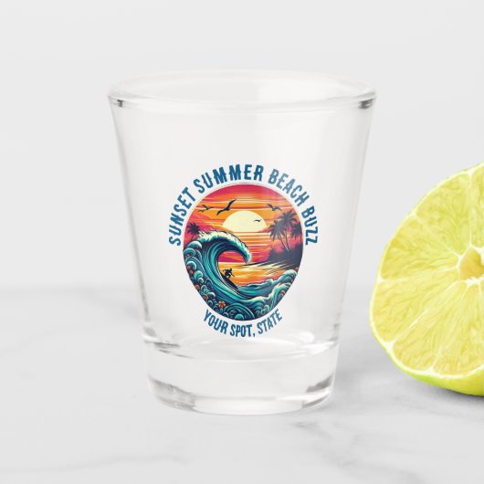 Zonsondergang Zomer Strand Buzz- Shot Glas (Voorkant)