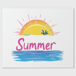 Zonsondergang Zomer Strand Illustratie Cadeaupapier
