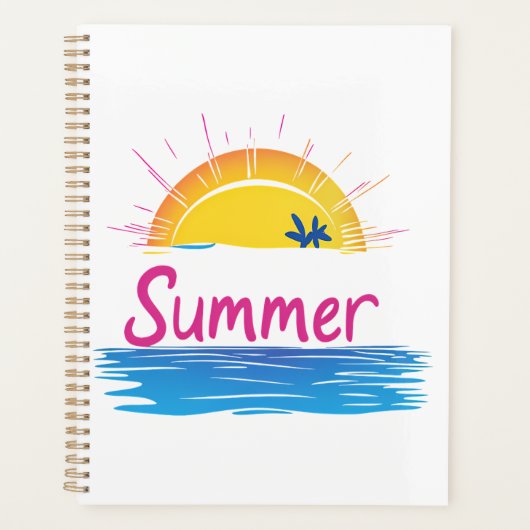 Zonsondergang Zomer Strand Illustratie Planner (Voorkant)