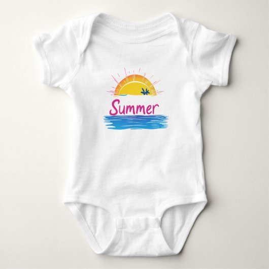 Zonsondergang Zomer Strand Illustratie Romper (Voorkant)