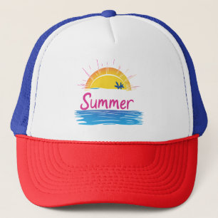Zonsondergang Zomer Strand Illustratie Trucker Pet