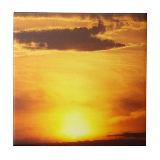 zonsondergang, zon, lucht, landschap, zonsopgang,  tegeltje (Voorkant)