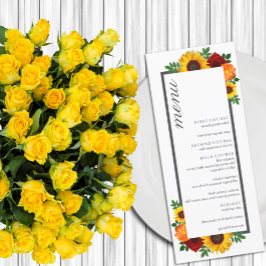 Zonsondergang Zonnebloem Roos Bloem Bruiloft Menu