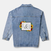 Zonsondergang Zonnebloem Roos Bloemige Bruiloft Denim Jacket (Achterkant)