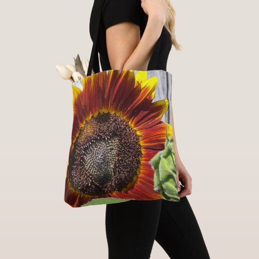 Zonsondergang Zonnebloem Tote Bag (Dichtbij)