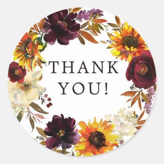 Zonsondergang Zonnebloemen Bruiloft Bridal Shower  Ronde Sticker (Voorkant)