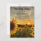 Zonsondergang & Zonnebloemen | Waardering Bedankkaart (Voorkant)