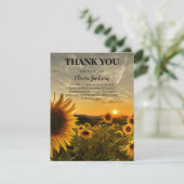 Zonsondergang & Zonnebloemen | Waardering Bedankkaart (Staand voorkant)