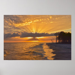 Zonsondergang Zonnestralen op Dauphin Island, Alab Poster