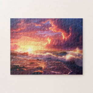 Zonsondergang Zonsopgang Avondschemering Oceaan Go Legpuzzel