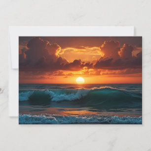 Zonsondergang Zonsopgang Oceaan Strand Golven Adem Feestdagenkaart