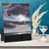 Zonsondergang zonsopgang oever skyline oceaan schi fotoplaat (Zijkant)