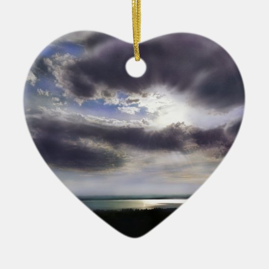 Zonsondergang zonsopgang oever skyline oceaan schi keramisch ornament (Voorkant)