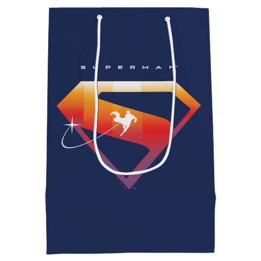 Zonsondergang Zweef Superman Schild Medium Cadeauzakje (Achterkant)