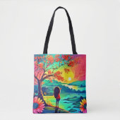 Zonsondergangdromer aan de rivier tote bag (Voorkant)
