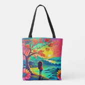 Zonsondergangdromer aan de rivier tote bag (Achterkant)
