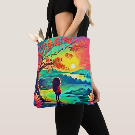 Zonsondergangdromer aan de rivier tote bag (Dichtbij)