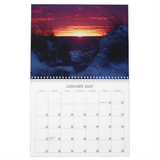 Zonsondergangen en dergelijke. kalender (Jan 2027)