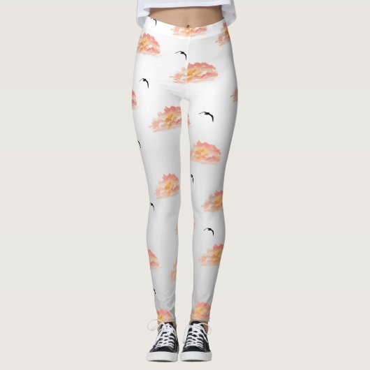 Zonsondergangen en meeuwen  leggings (Voorkant)
