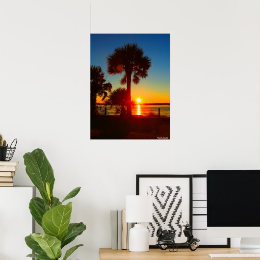 Zonsondergangen en palmbomen poster (Thuiskantoor)