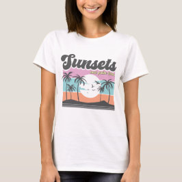 Zonsondergangen en palmbomen t-shirt