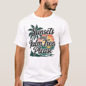 Zonsondergangen en palmbomen T-shirt (Voorkant)