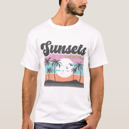 Zonsondergangen en palmbomen t-shirt