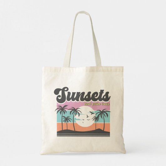 Zonsondergangen en palmbomen tote bag (Achterkant)