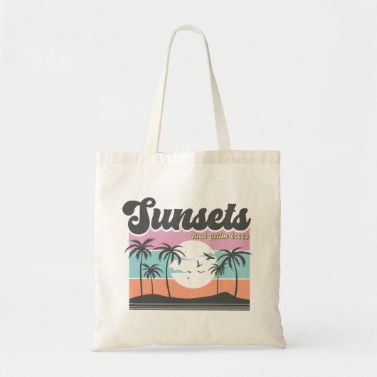 Zonsondergangen en palmbomen tote bag (Voorkant)