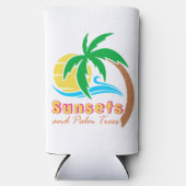 Zonsondergangen en palmbomen — zomerseizoen seltzer blikjeskoeler (Voorkant)