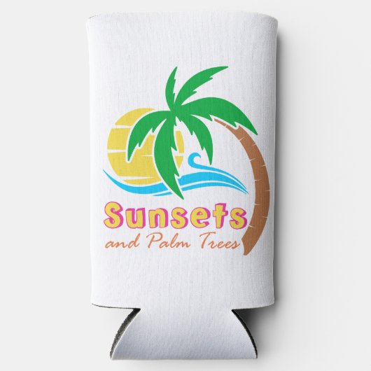 Zonsondergangen en palmbomen — zomerseizoen seltzer blikjeskoeler (Voorkant)