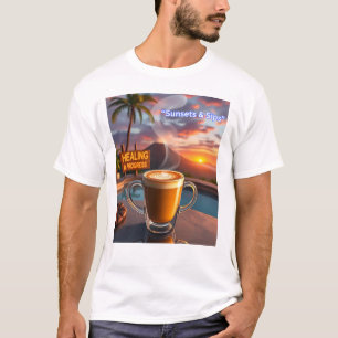 Zonsondergangen en sips t-shirt