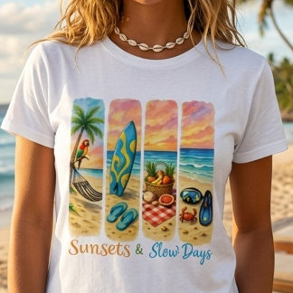 Zonsondergangen & Lange Dagen Tropisch Strand T-Sh T-shirt