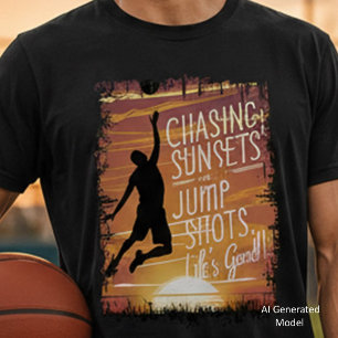 Zonsondergangen najagen & sprongs schoten Basketba T-shirt