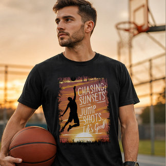 Zonsondergangen najagen & sprongs schoten Basketba T-shirt