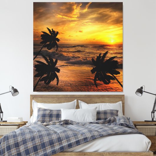 ZONSONDERGANGEN OCEAN SCENERY-NATUUR KASTEN CANVAS AFDRUK (Insitu (Slaapkamer))