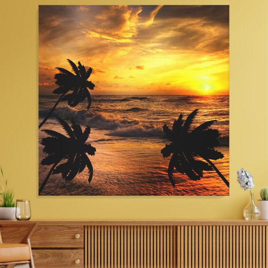 ZONSONDERGANGEN OCEAN SCENERY-NATUUR KASTEN CANVAS AFDRUK (Insitu (Woonkamer))