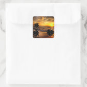 ZONSONDERGANGEN OCEAN SCENERY-NATUUR KASTEN VIERKANTE STICKER (Tas)
