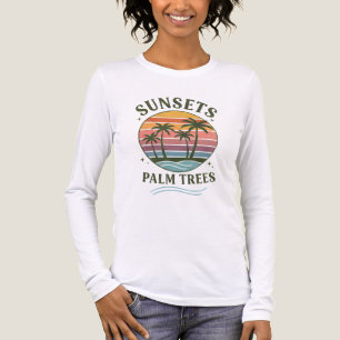 Zonsondergangen & Palmboom Zomerstrand T-shirt