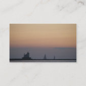 Zonsondergangen, zeilboten en vuurtoren visitekaartje (Achterkant)